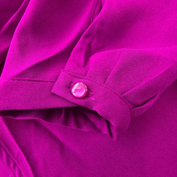 Lands End Womens Fuchsia Button Accent Blouse L Long Sleeve Top Lightweight Boho - Picture 6 of 10
